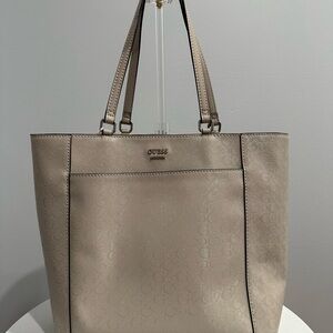 GUESS Taupe Logo Tote Bag